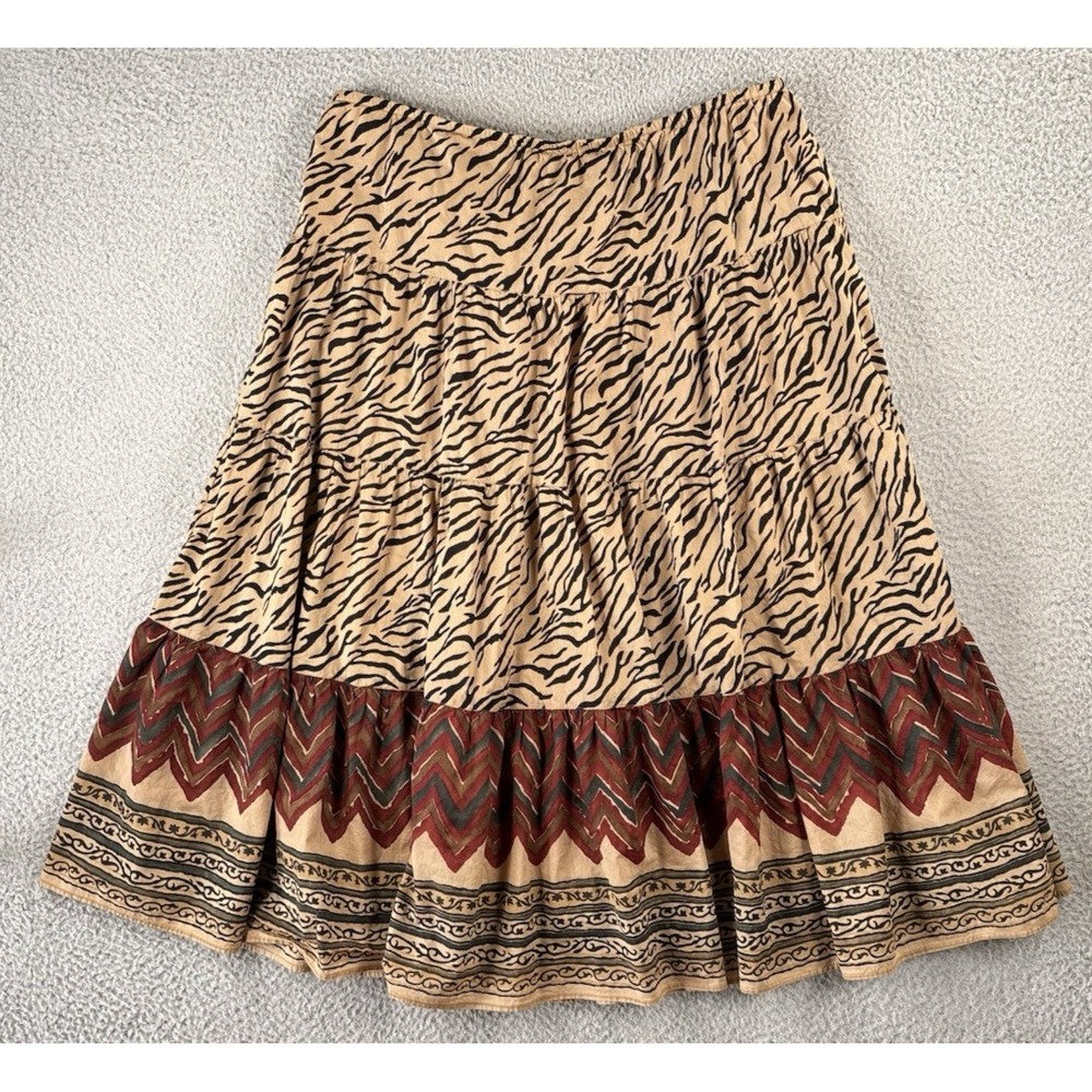 Lauren Ralph‎ Lauren Broomstick Maxi Skirt Womens XL Tiered Tribal Southwestern